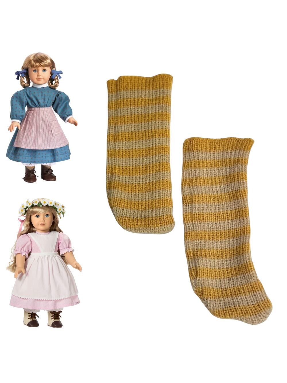 American Girl Kirsten Meet Socks Pleasant Company Striped Knit Doll Stockings
